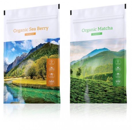 Organic Sea Berry powder + Organic Matcha powder
